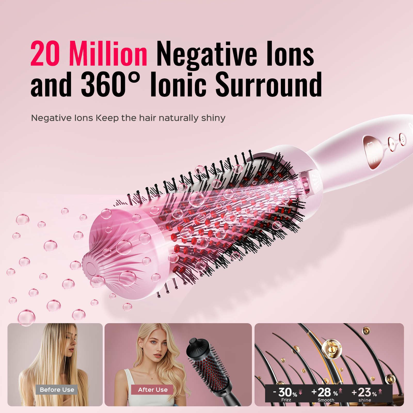 LENA F9 Pink All-in-1 Hot Air Brush