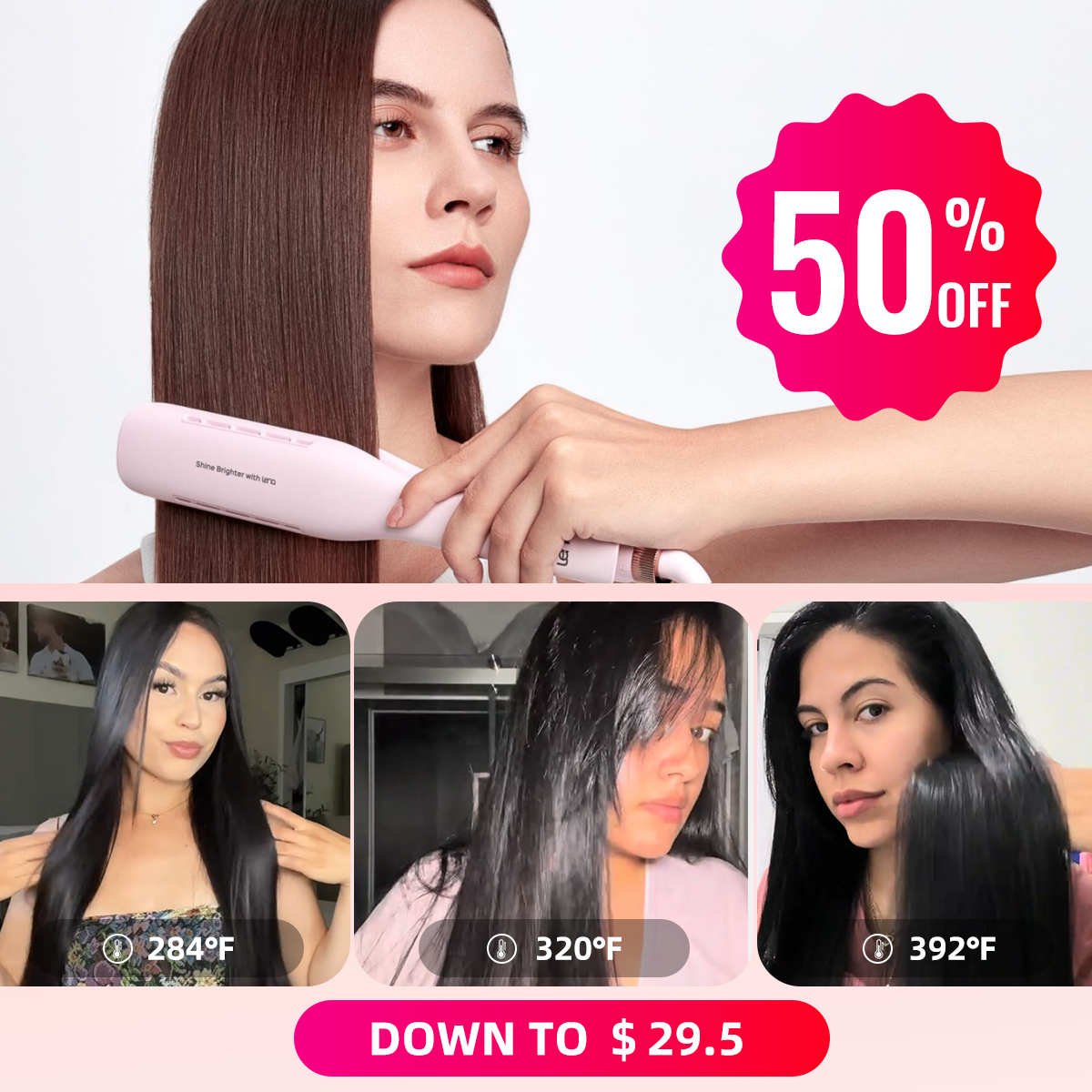 LENA H2S Wide Hair Straightener/Flat Iron