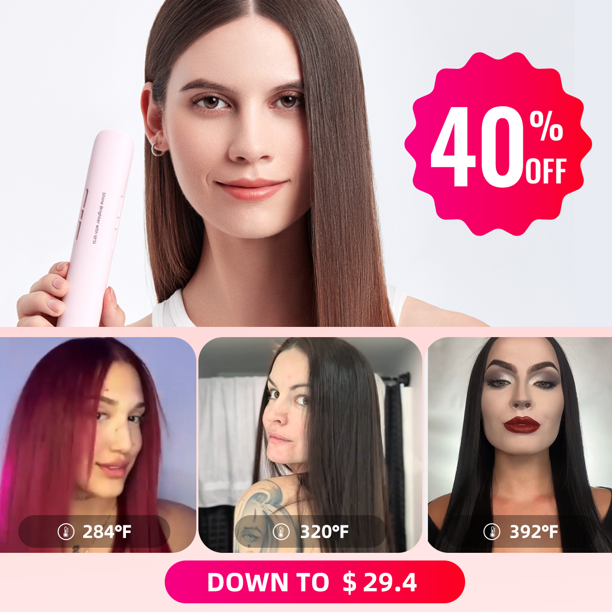 LENA H2 Titanium Hair Straightener/Flat Iron