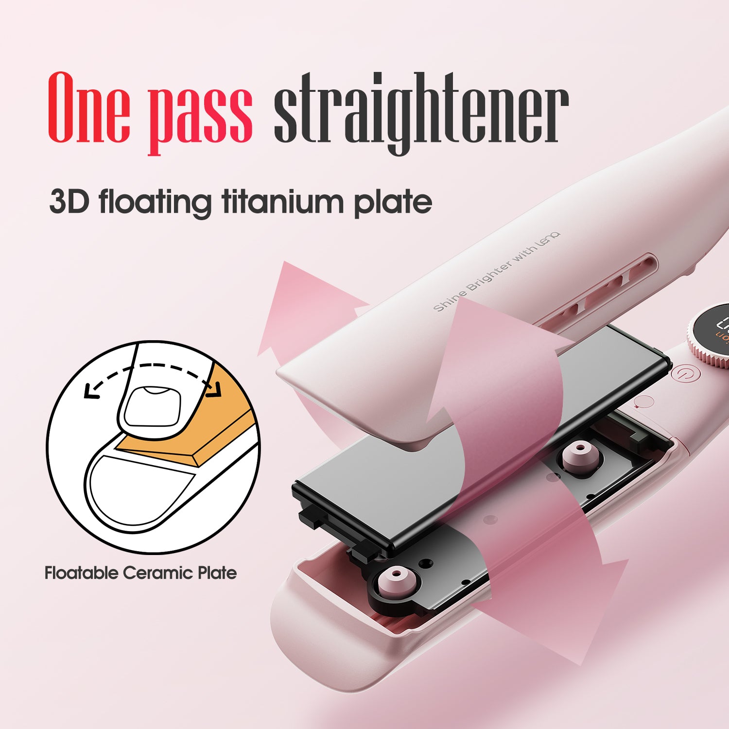 LENA H2S Wide Hair Straightener/Flat Iron
