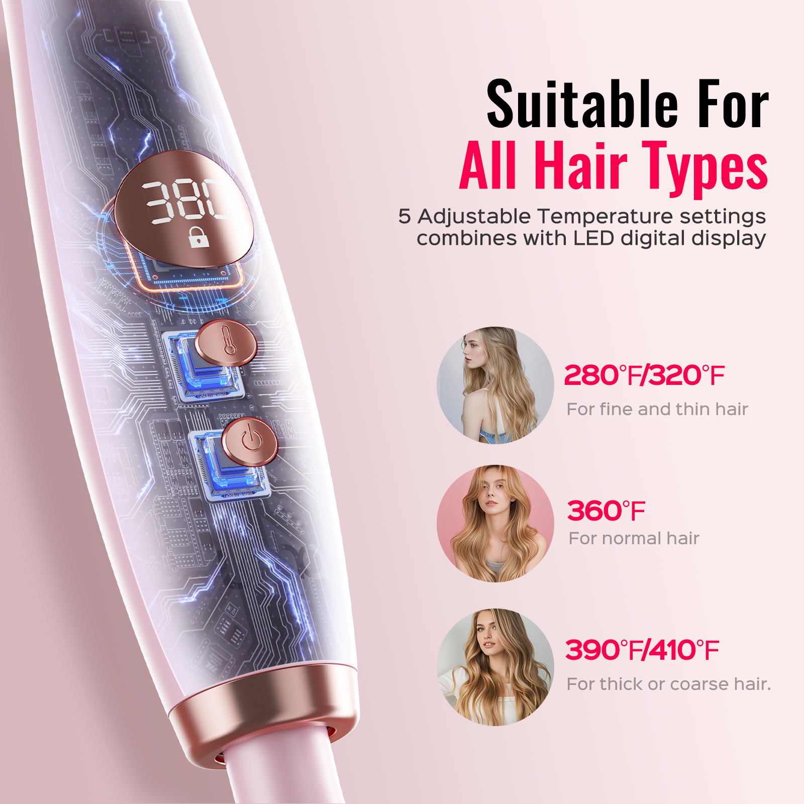 LENA F9 Pink All-in-1 Hot Air Brush