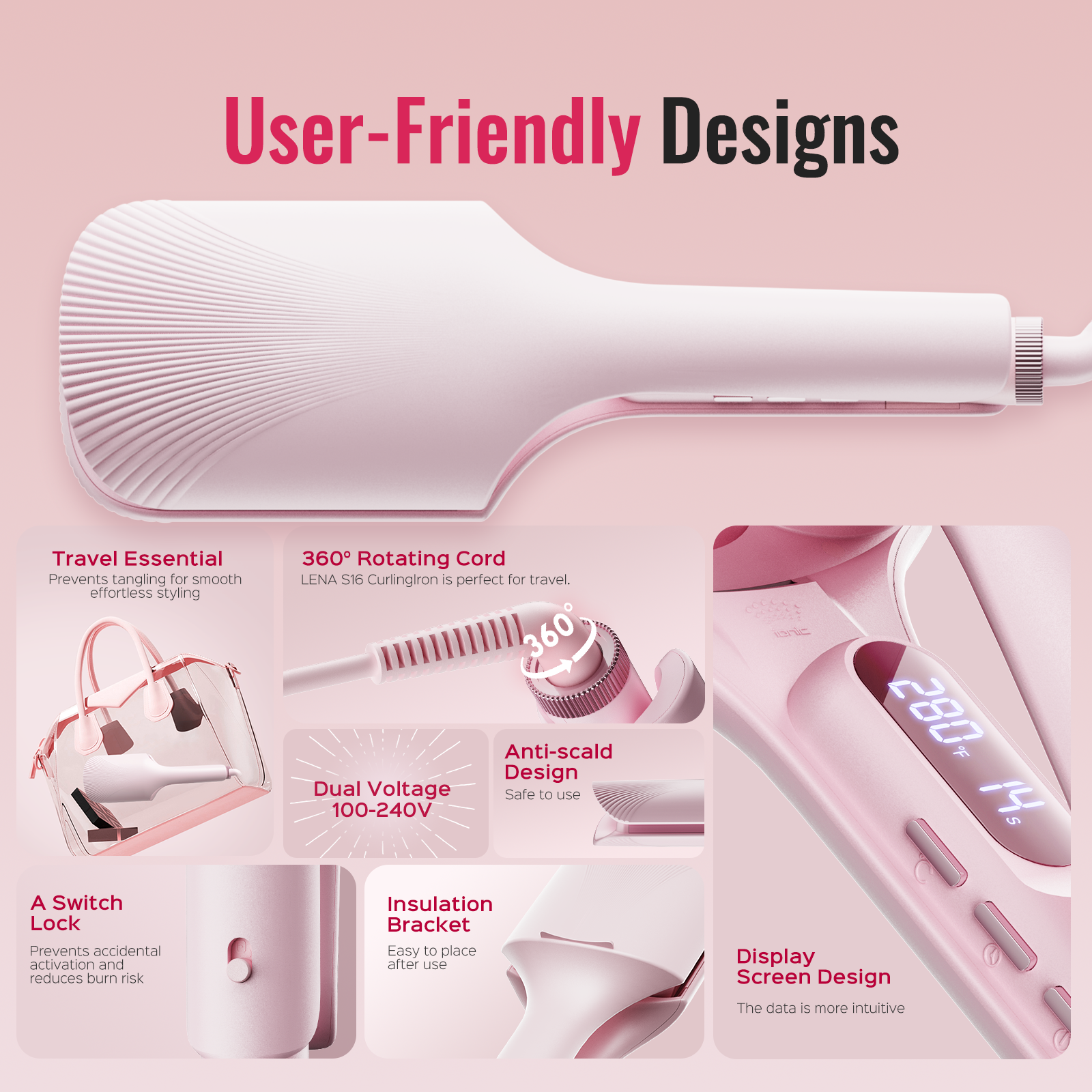 LENA S16 Beach Waves Curling Iron