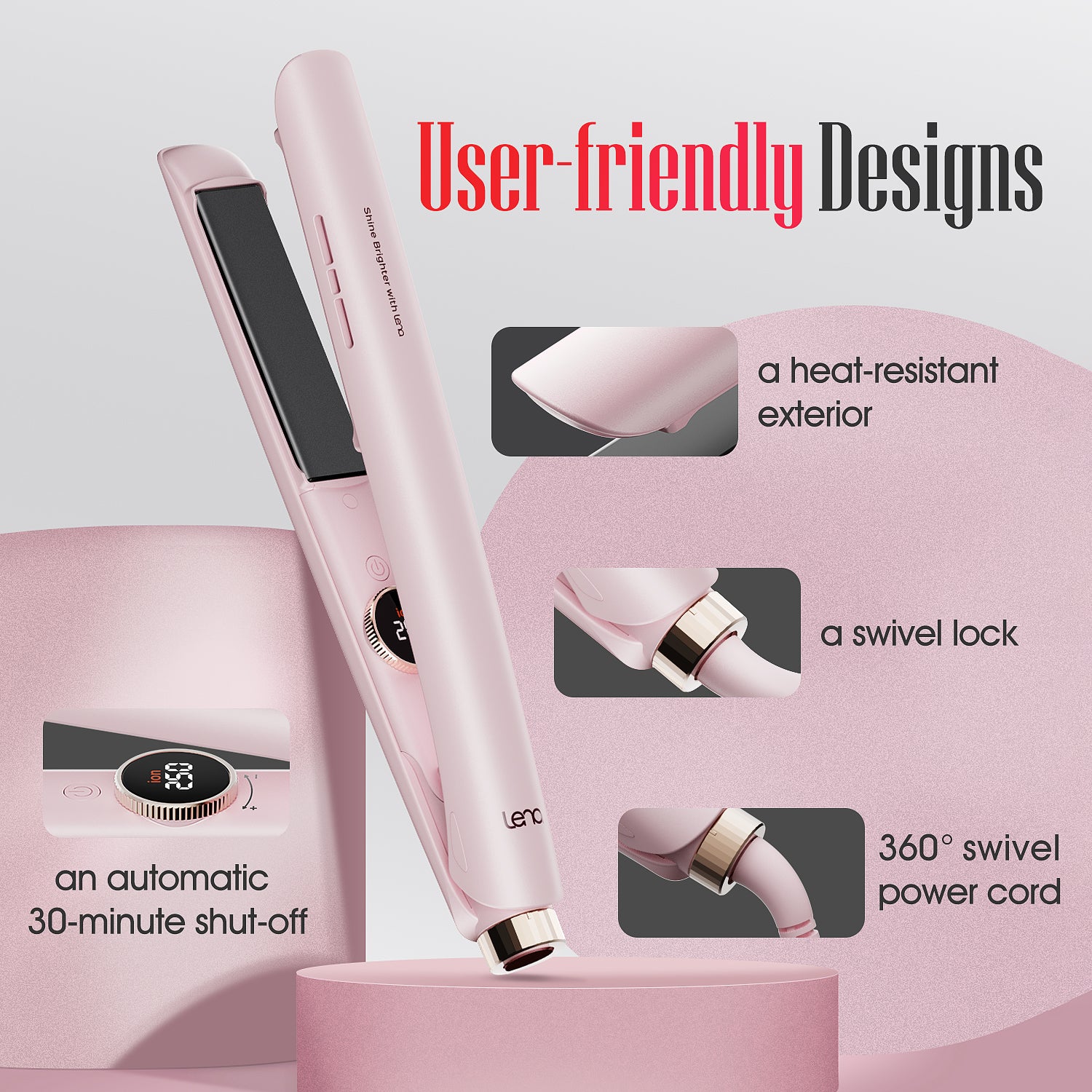 LENA H2 Titanium Hair Straightener/Flat Iron