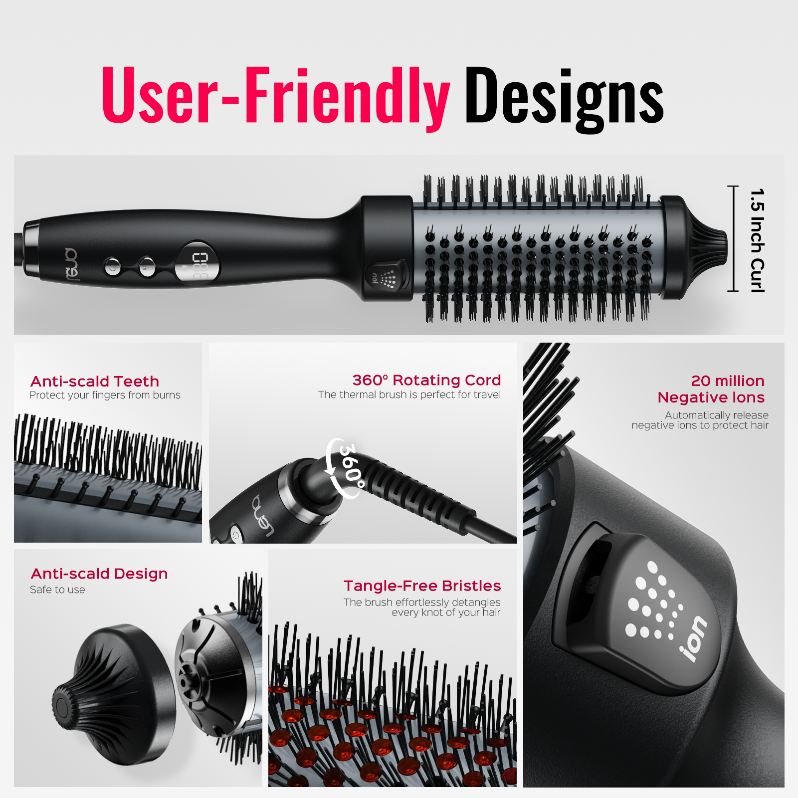 LENA F9 Black All-in-1 Hot Air Brush