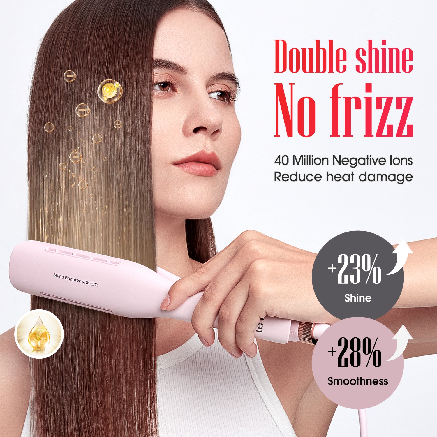 LENA H2S Wide Hair Straightener/Flat Iron