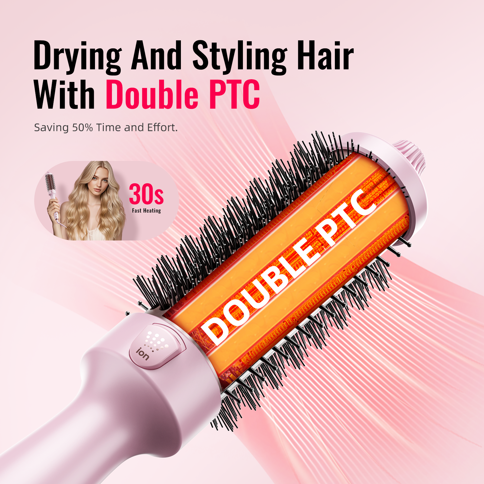 LENA F9 Pink All-in-1 Hot Air Brush